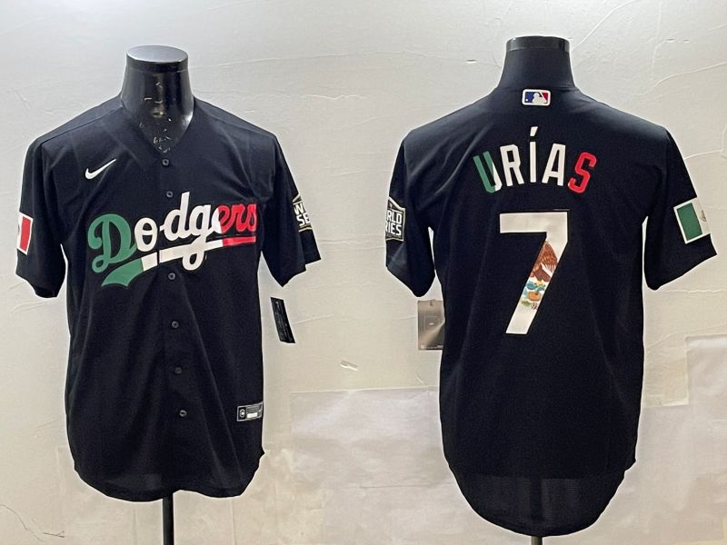 Men Los Angeles Dodgers 7 Urias Black Fashion 2025 Nike MLB Jersey style 4